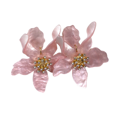 *IN STOCK* Pink Acrylic Resin Flower Statement Earrings
