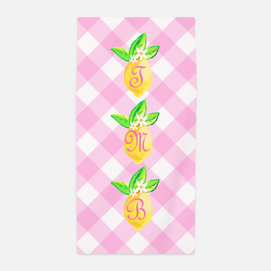 Lovely Lemon, Pink Lemonade, Personalized Beach Towel