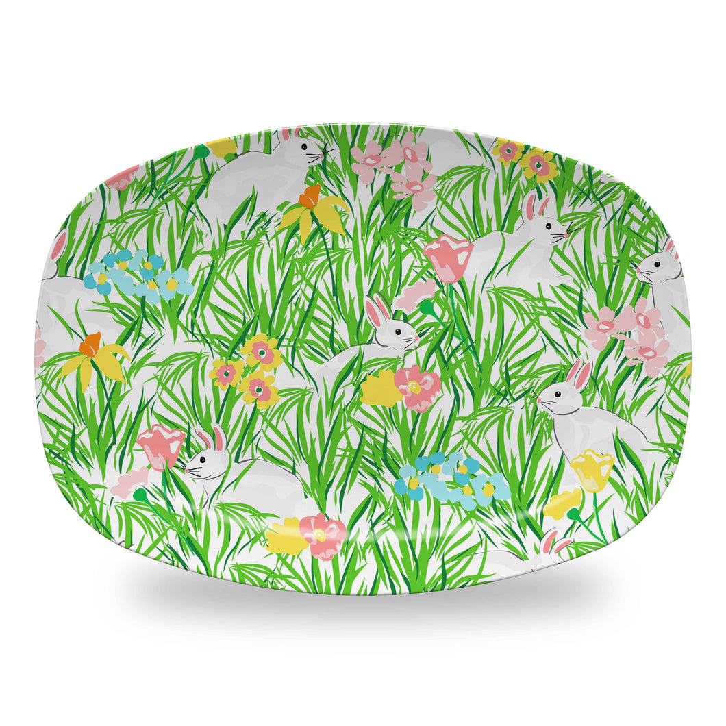 Bunnies in the Garden Melamine Platter