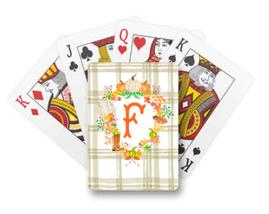 Fall Custom Crest Personalized Playing Cards, Taupe