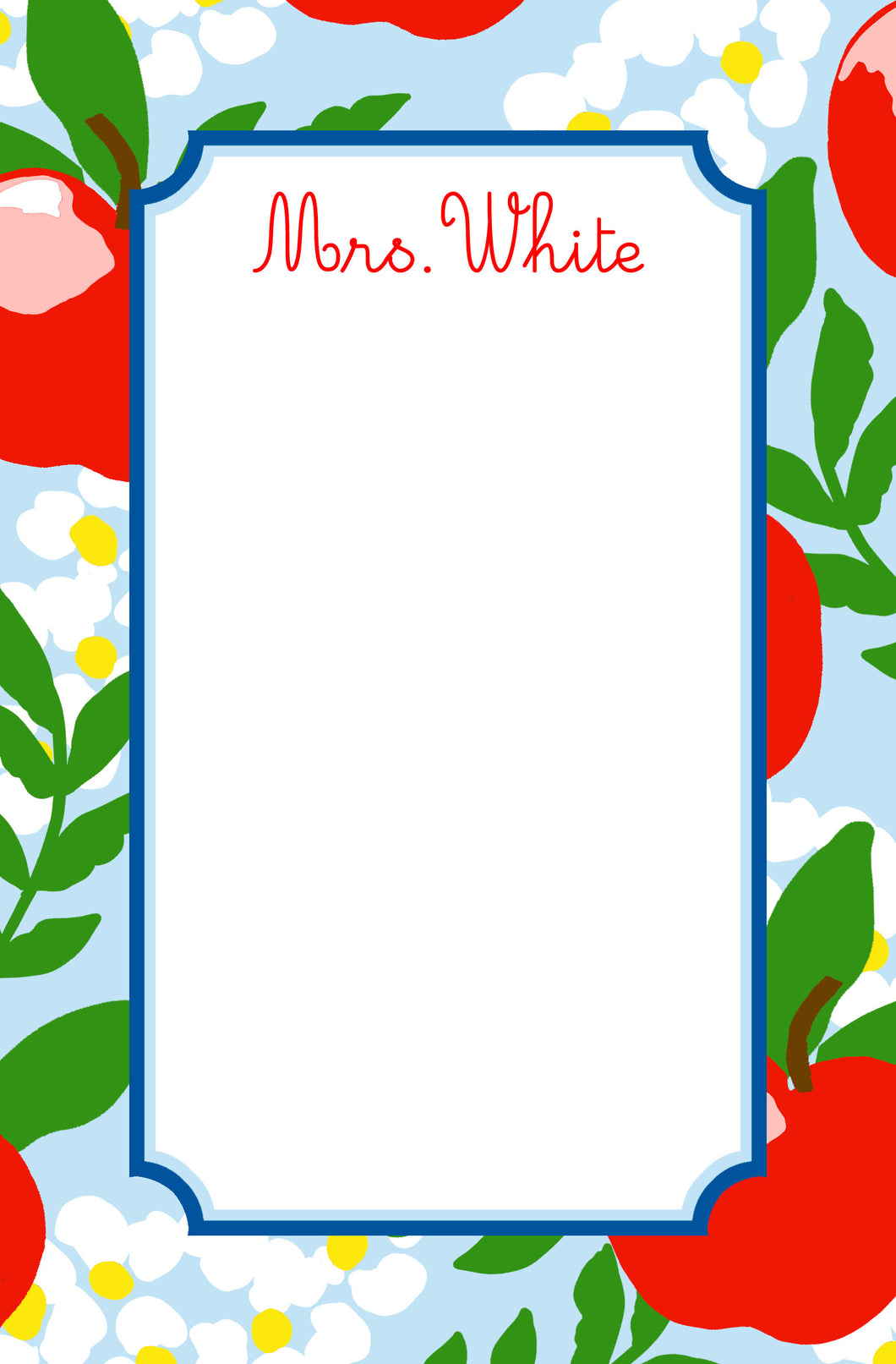 Apple Blossom Personalized Notepad, Multiple Sizes Available