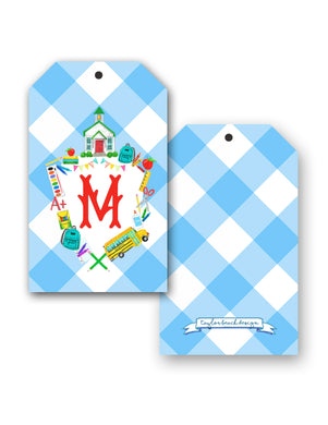 School Crest Personalized Hang Tags