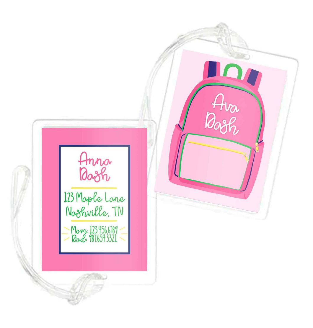 Backpack Tags Backpack Personalized Laminated Bag Tag – Taylor Beach Design