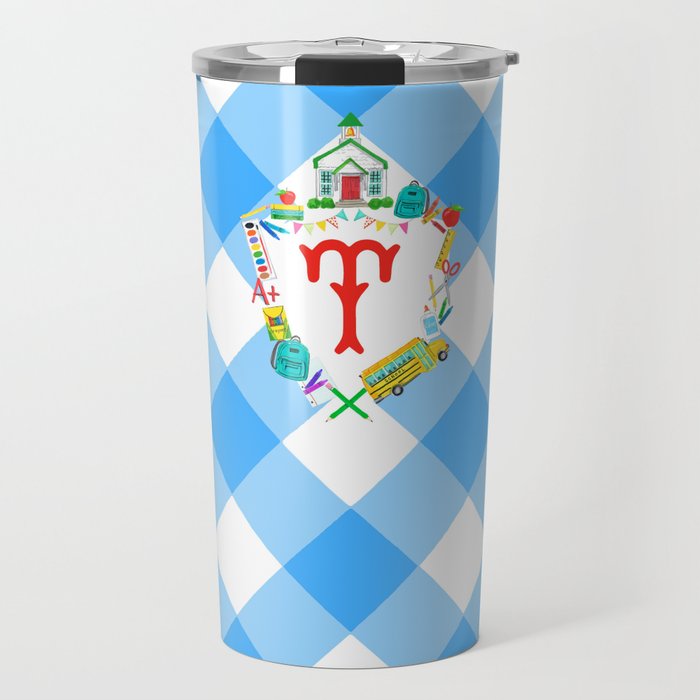 Back to School Personalized Custom Crest Travel Tumbler