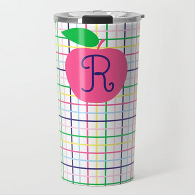 Preppy Plaid, Pastel, Personalized Travel Tumbler