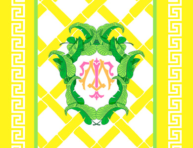 Banana Leaf Custom Crest, Island Sunrise, Personalized Folded Note Cards