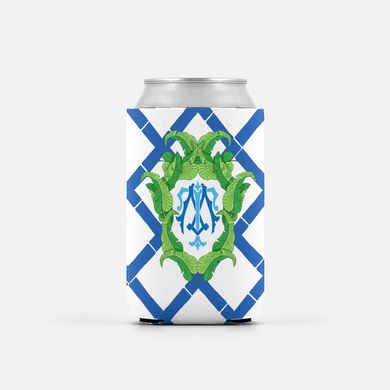 Set of 2 Banana Leaf Crest, Aegean, Personalized Can Coolers