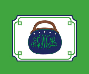 Bermuda Bag Personalized Folded Note Cards, Navy & Green