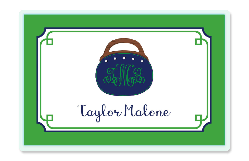 Bermuda Bag Children's Personalized Laminated Placemat, Navy