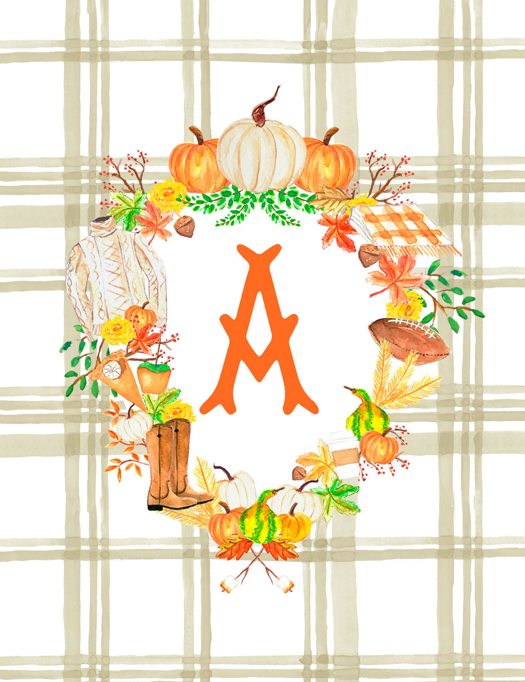 Custom Fall Crest Personalized Folded Note Cards, Taupe