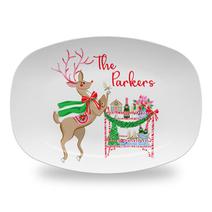 Blitzen & Bubbles Personalized Melamine Christmas Platter