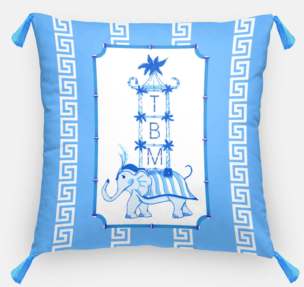 Blue Pagoda Parade Personalized Pillow
