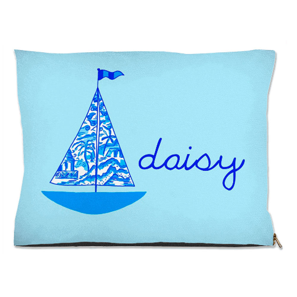 Chinois Sailboat, Seashore, Personalized Pet Bed, (3) Sizes Available