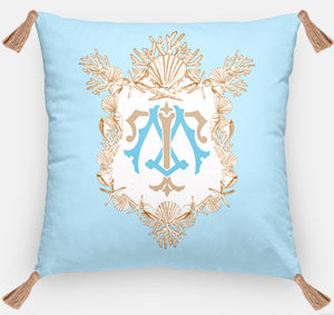 Seashell Crest  Personalized Pillow, Driftwood, 18