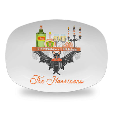 Boozy Bat Halloween Personalized Melamine Platter