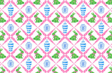 Load image into Gallery viewer, Boxwood Bunnies Chinoiserie Easter Paper Tear-away Placemat Pad, Pink