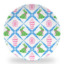 Load image into Gallery viewer, Boxwood Bunnies Set of (4) 10&quot; Dia. Easter Melamine Plates