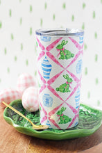 Load image into Gallery viewer, Boxwood Bunnies Chinoiserie Easter Travel Tumbler, Pink