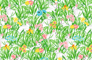 Bunnies in the Garden Paper Tear-away Placemat Pad