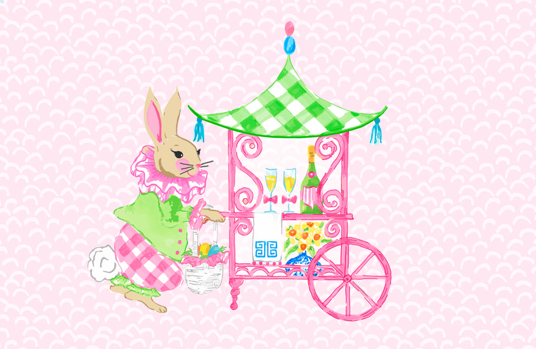 Easter Bar Cart Paper Tear-away Placemat Pad, Pink