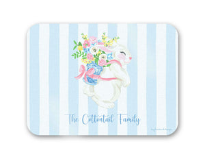 Bunny Bouquet Personalized 16" x 12" Tempered Glass Cutting Board