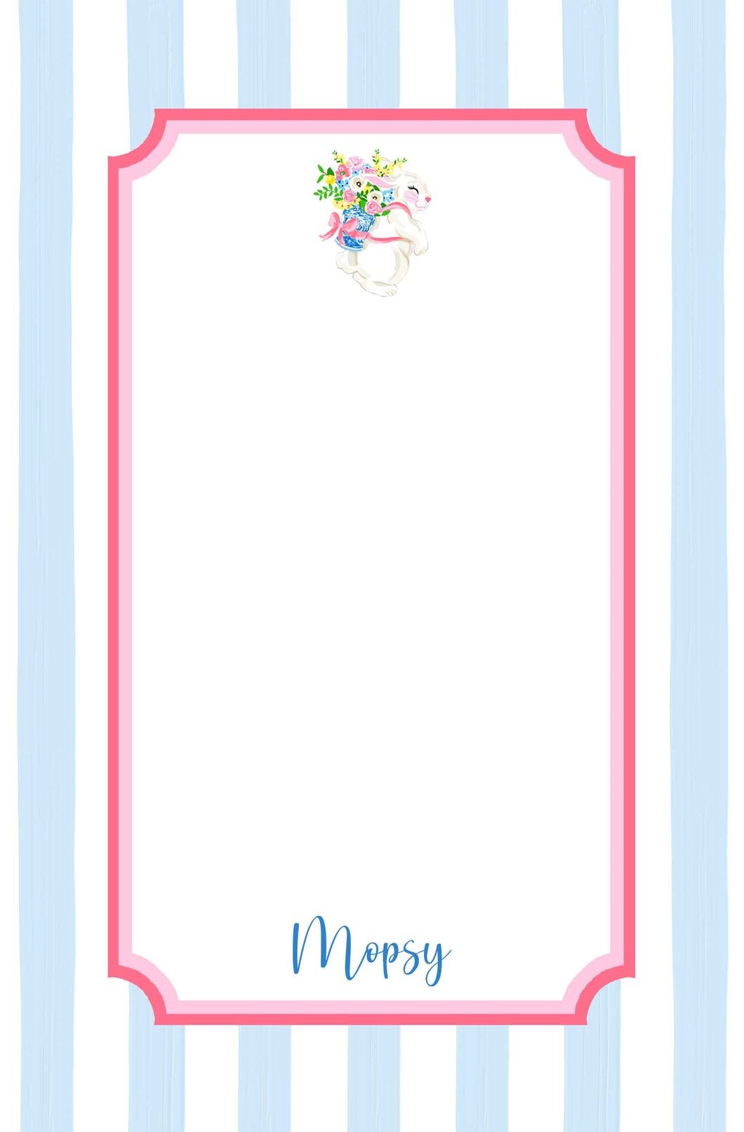 Bunny Bouquet Personalized Easter Notepad, Multiple Sizes Available