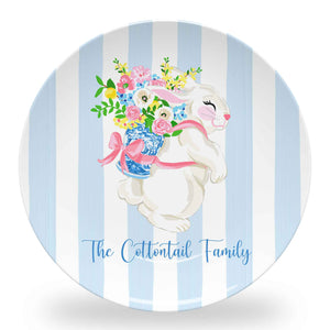 Bunny Bouquet Set of (4) Personalized Easter 10" Dia. Melamine Plates