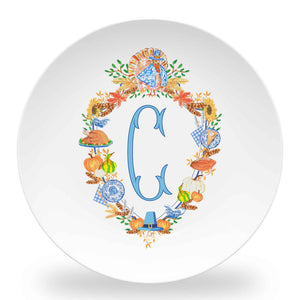 Thanksgiving Custom Crest Set of (4) Personalized 10" Dia. Melamine Plates