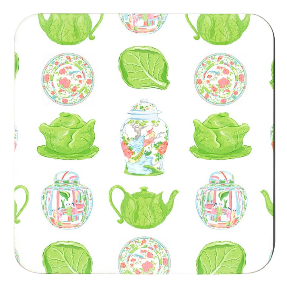 Cabbage Garden Cork Backed Coasters - Set of 4