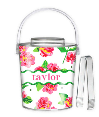 Cabbage Roses Personalized Ice Bucket