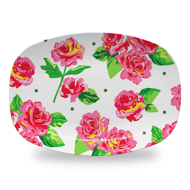 Cabbage Roses Melamine Platter