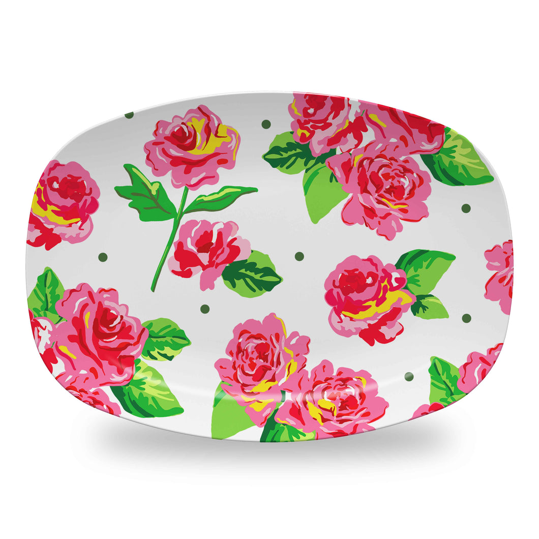 Cabbage Roses Melamine Platter