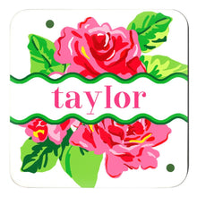 Load image into Gallery viewer, Cabbage Rose Personalized Cork Backed Coasters - Set of 4