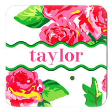 Load image into Gallery viewer, Cabbage Rose Personalized Cork Backed Coasters - Set of 4