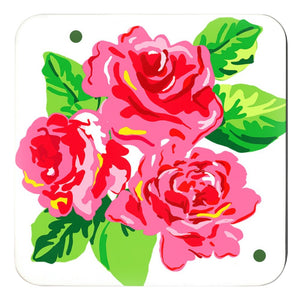 Cabbage Roses Cork Backed Coasters - Set of 4