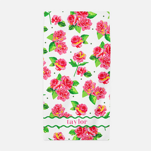Cabbage Roses Personalized Beach Towel