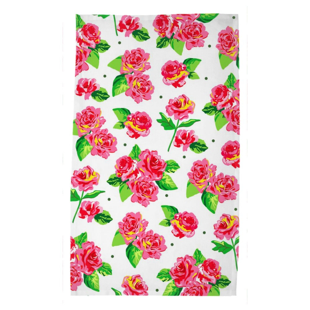 *IN STOCK* Cabbage Roses Poly Twill Tea Towels, Set of 2