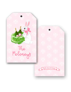 Bubbly Bunny Personalized Easter Hang Tags, Pink