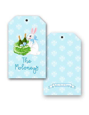 Bubbly Bunny Personalized Easter Hang Tags, Blue