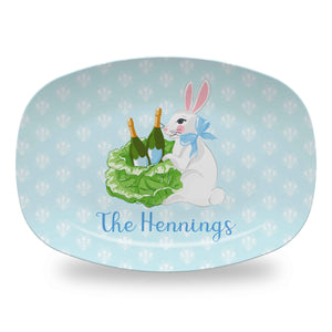 Bubbly Bunny Personalized Melamine Platter, Robin's Egg