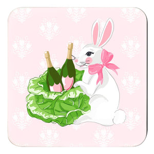 Bubbly Bunny Cork Backed Easter Coasters - Set of 4, Pink