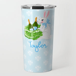 Bubbly Bunny Personalized Travel Tumbler, Robin's Egg