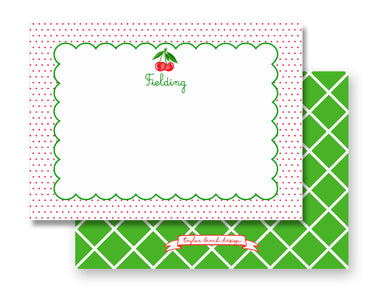 Dotted Cherry Personalized Flat Note Cards