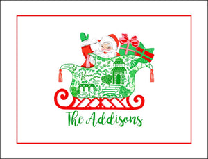 Chinoiserie Sleigh Ride Personalized Gift Sticker Labels