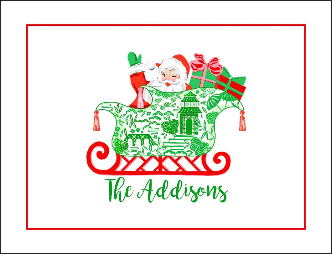 Chinoiserie Sleigh Ride Personalized Gift Sticker Labels