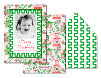 Chinoiserie Wonderland Personalized Photo Holiday Card, 5