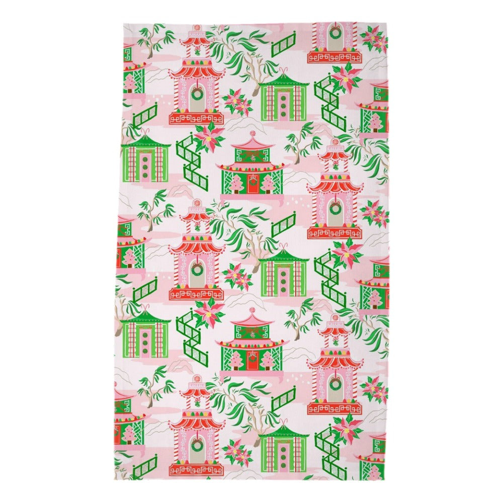 Chinoiserie Wonderland Poly Twill Christmas Tea Towels, Set of 2