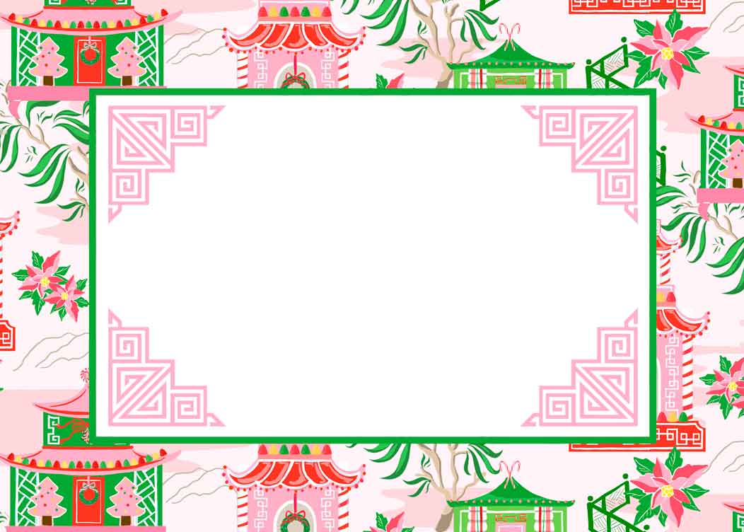 Chinoiserie Wonderland Christmas Tented Place Cards