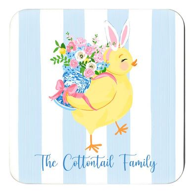 Chinoiserie Chick Personalized Easter Cork Backed Coasters - Set of 4