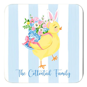 Chinoiserie Chick Personalized 4"x 4" Easter Paper Coasters